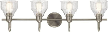 Kichler Avery 33.5" Bathroom Vanity Industrial 4 Light Wall Fixture with Clear Seeded Glass in Black, for Bathroom (8.25" x 33.5" x 9.5") 45974BK