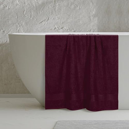 Belizzi Home Cotton 2 Pack Oversized Bath Sheet 35x70, Large Bath Sheet, Ultra Soft, Absorbent, Compact, Eco-Friendly, Recyclable, Quick Drying and Lightweight Towel - Burgundy