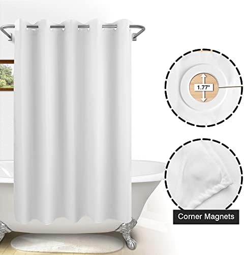River Dream No Hook Hotel Cloth Shower Curtain Microfiber - Waterproof Soft Washable Fabric Shower Curtain or Liner with Magnets, White, Standard Size (Pack of 2)