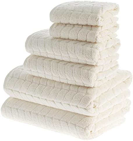 BAGNO MILANO Turkish Cotton Bath Towels, Hand Towels - Soft Plush Jacquard Collection - Highly Absorbent Towel Set (Cream, Bath Sheet 35x70)