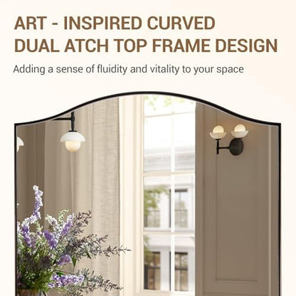 ANDY STAR 20"x30" Bronze Bathroom Mirror, Rectangle Scalloped Wall Mirror in Stainless Steel Metal Frame, Modern Brushed Bronze Finish with Curved Edge Design, Wall-Mount Mirror for Bathroom, Entryway