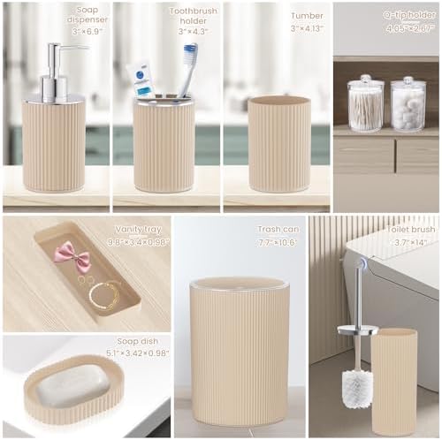 Beige Bathroom Accessories Set, 10PC Bathroom Set