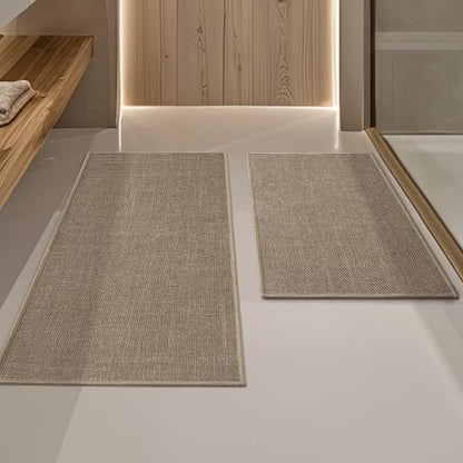 YIHOUSE Bathroom Rugs Thin Bath Mat Sets 2 Pieces Quick Dry,Brown