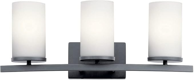 KICHLER Crosby 23" 3 Light Vanity Light Satin Etched Cased Opal Olde Bronze®,White