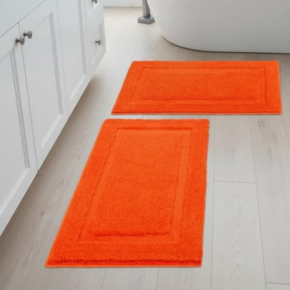 SHACOS Soft Microfiber Bathroom Rugs Set of 2 Pieces, Orange