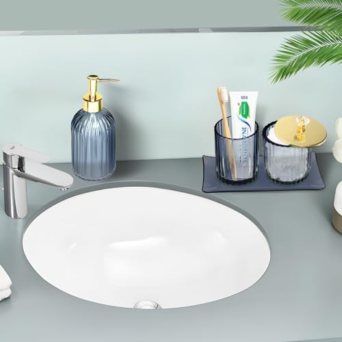 Haturi Glass Bathroom Accessories Set, Blue Bathroom Set, 4 Pcs