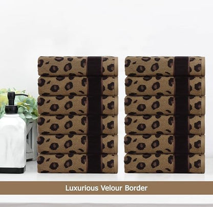 COTTON CRAFT Wash Cloth - 12 Pack 100% Cotton Soft Animal Print Washcloths