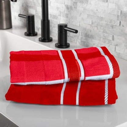 Lavish Home Bathroom Towels Set, Bathroom Accessories, Red, Set of 6