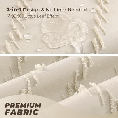 Beige Boho Fabric Shower Curtain 60 x 72 Inches