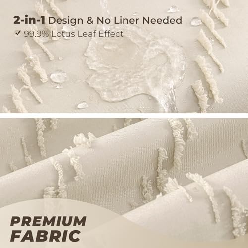 Beige Boho Fabric Shower Curtain 72 x 74 Inches
