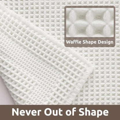 AMOAMI Waffle Bath Mat, Absorbent Bathroom Rugs Non Slip 24''x36'' White
