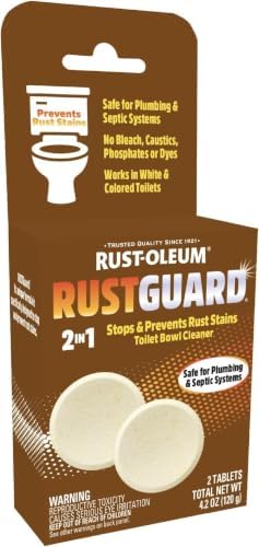 Rust-Oleum RustGuard Rust Stain Remover | Heavy-Duty Iron Stain Remover & Toilet Bowl Cleaner For White & Colored Toilets | 2 Tablet Box (Pack of 6)