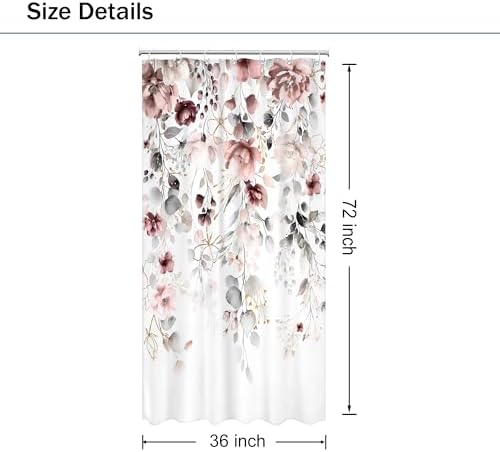 Small Stall Floral RV Narrow Grey Bathroom Shower Curtain Set