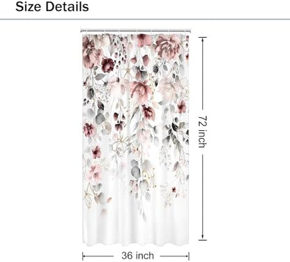Small Stall Floral RV Narrow Grey Bathroom Shower Curtain Set