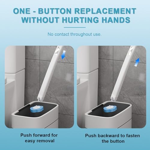 60-Pack Disposable Toilet Brush Refill Pads, Disposable Toilet Bowl Wand Refills, Toilet Cleaning Refills, Toilet Scrubber Refills, Brush Head Replacement for Toilet, Urinal, Bathtub & Wash Basin