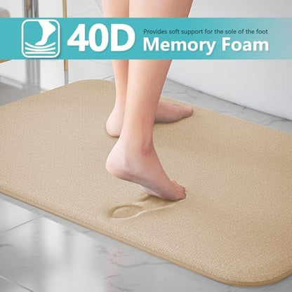 Beige Bath Mat Sets Extra Soft Memory Foam Bathroom Rugs 3 Piece Non Slip Absorbent & Dry Living Mat Sets Washable Bath Carpets with Toilet Rug,Bath Rugs for Bathroom,Tub,Shower,Kitchen,Bedroom