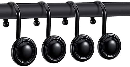 CHICTIE Black Shower Curtain Hooks Rings,Set of 12 Decorative Shower Hooks for Shower Curtain,Premium Rust Resistant Metal Shower Hangers Hooks for Bathroom Rods