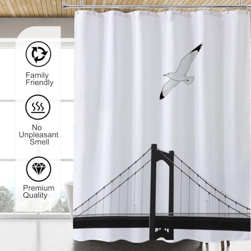 LLSCL Fabric Shower Curtain Liner with Magnets, Waterproof Hotel Quality, 72 x 72 Machine Washable