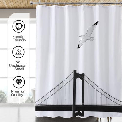LLSCL Fabric Shower Curtain Liner with Magnets, Waterproof Hotel Quality, 72 x 72 Machine Washable