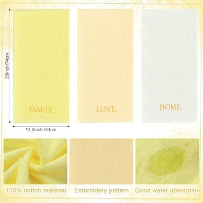 FuWeave 3 Pcs Yellow Decorative Hand Towels Bathroom Set,Home Love Family