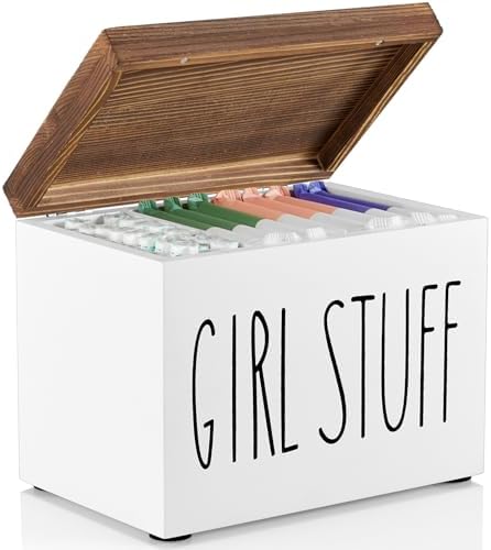 DRASTAR Tampon Holder for Bathroom, Feminine Product Organizer, Pad Organize Case with hinged lid, Shark Week Tampon Storage, Lady Stuff Box for Bathroom Accessories