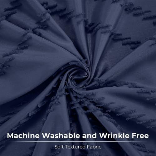 Navy Boho Fabric Shower Curtain 72 x 84 Inches
