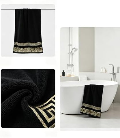Highly Absorbent Embroidered Bath Towel Set of 3, 100% Cotton Bath Towels