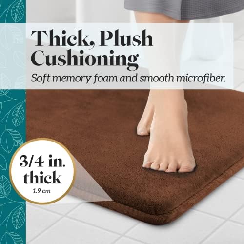 Memory Foam Bath Mat Non Slip Absorbent Super Cozy Velvet Bathroom Rug Carpet (60 inches X 24 inches, Brown)