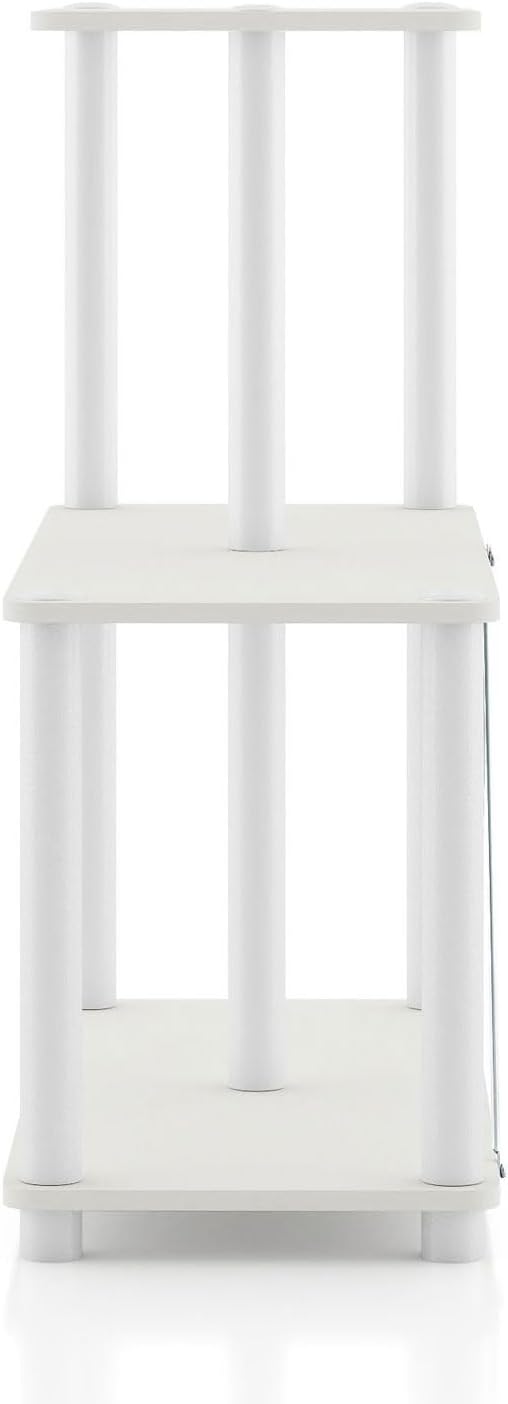 Homes: Inside + Out Apexa Modern 3-Cube Ladder Shelving Units, Collectibles Display Shelves, Easy Assembly Standing Shelf, Home Storage Organizer for Living Room, Bedroom, Office, White
