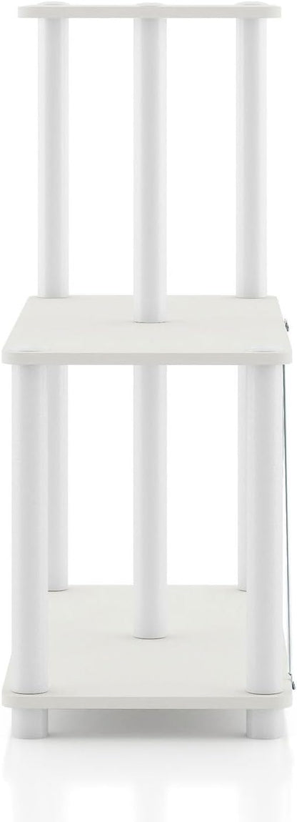 Homes: Inside + Out Apexa Modern 3-Cube Ladder Shelving Units, Collectibles Display Shelves, Easy Assembly Standing Shelf, Home Storage Organizer for Living Room, Bedroom, Office, White