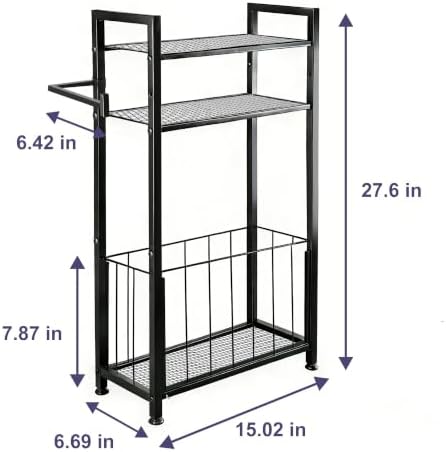 Freestanding Toilet Paper Holder with Storage, Bathroom Shelf Stand