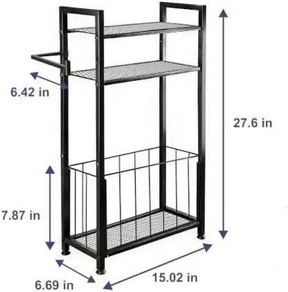 Freestanding Toilet Paper Holder with Storage, Bathroom Shelf Stand