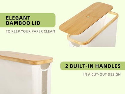 StorageWorks Toilet Paper Storage Basket with Bamboo Lid & Window