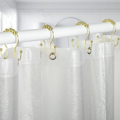 Goowin Shower Curtain Hooks, 12 Pcs Shower Curtain Rings, Stainless Steel Gold Shower Curtain Hooks, Rust Proof Shower Curtain Hangers, Smooth Sliding Anti-Drop Shower Rings for Curtain (Gold)