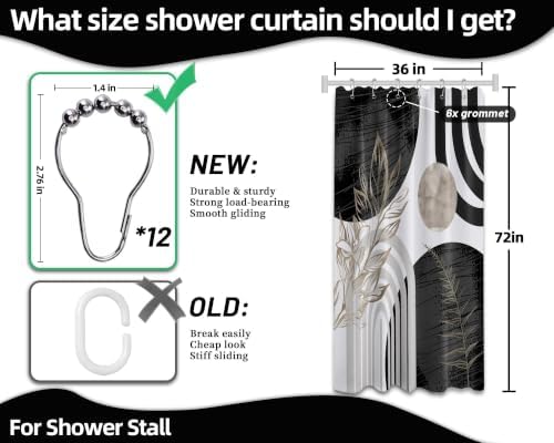 Black and White Stall Shower Curtain, 36X72 in Narrow Small, Mid Century