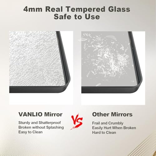 22x30 Inch Black Metal Framed Mirror for Bathroom, Matte Black Vanity Mirror, Rounded Rectangle Bathroom Mirror, Anti-Rust, Shatterproof (Horizontal/Vertical)