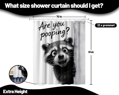 Extra Tall Shower Curtain XL Funny Raccoon Teen, 70 x 84 Inchs