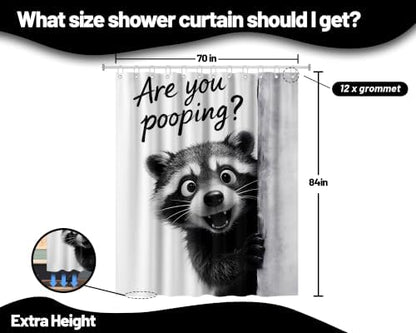 Extra Tall Shower Curtain XL Funny Raccoon Teen, 70 x 84 Inchs