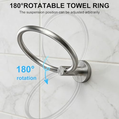SetSail Towel Holder for Bathroom Wall Brushed Nickel Towel Ring