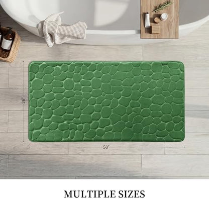 YIHOUSE Memory Foam Bath Mat Cobblestone Bathroom Rugs Super Water Absorbent Bath Mats for Bathroom Machine Washable Bath Rugs(26 x 50,Green)