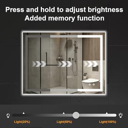 30x40 LED Bathroom Mirror with Lights, Lighted Vanity Mirror for Wall