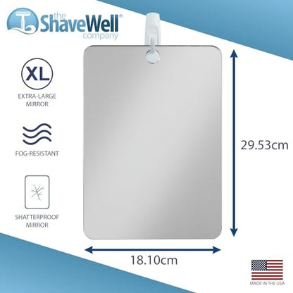 Shave Well X-Large Anti-Fog Shaving Mirror with Removable Adhesive Hook