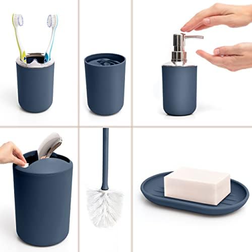 Moss & Stone 6-Piece Blue Bathroom Accessories Set, Soap Dispenser