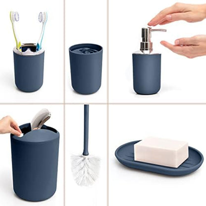Moss & Stone 6-Piece Blue Bathroom Accessories Set, Soap Dispenser