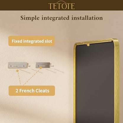 TETOTE 42 x 36 Gold Vanity Mirror Brushed Gold Metal Framed Vanity Mirror, Tempered Glass, Modern Farmhouse Wall Mounted Mirrors for Decorative(Horizontal/Vertical)