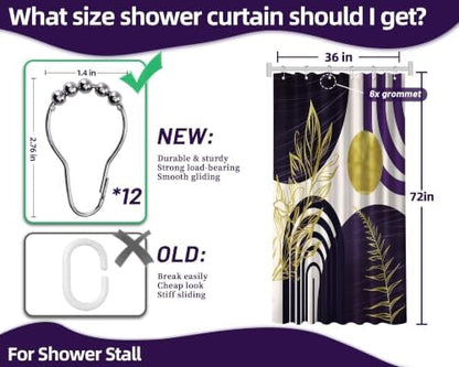 Dark Purple and Gold Stall Shower Curtain, 36X72 in Narrow Small