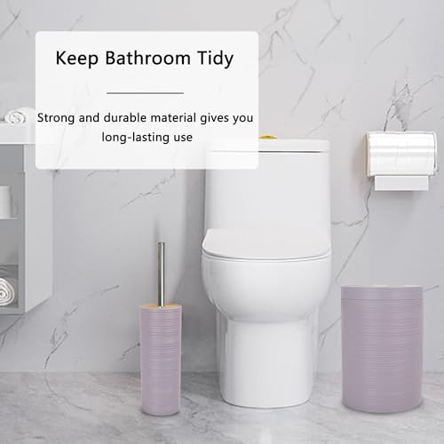 CERBIOR Bamboo Bathroom Accessories Set 6 Piece Spiral Bath Ensemble,Purple