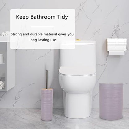 CERBIOR Bamboo Bathroom Accessories Set 6 Piece Spiral Bath Ensemble,Purple