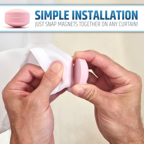 Powerful Anti-Billowing Magnetic Shower Curtain Weights for Splash-Free Bath Experience - 360° Silicone Wrapped - Will Never Rust - Heavy Magnets Prevent Curtain Liners from Blowing | 4 Pairs | Pink