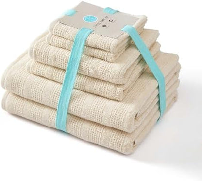 Martha Stewart - Cotton Bath Towel Set, Soft & Absorbent Towels, 6 Pack